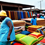 **

"A bustling marketplace scene in Douala, Cameroon. Bamileke merchants are actively selling various goods – fabrics, produce, electronics. Focus on the energy and vibrant colors of the market. Everyone is fully clothed in appropriate attire. Safe for work. The scene should convey a sense of prosperity and industry. Professional photography, perfect anatomy, natural proportions, appropriate content, family-friendly, high quality."

**