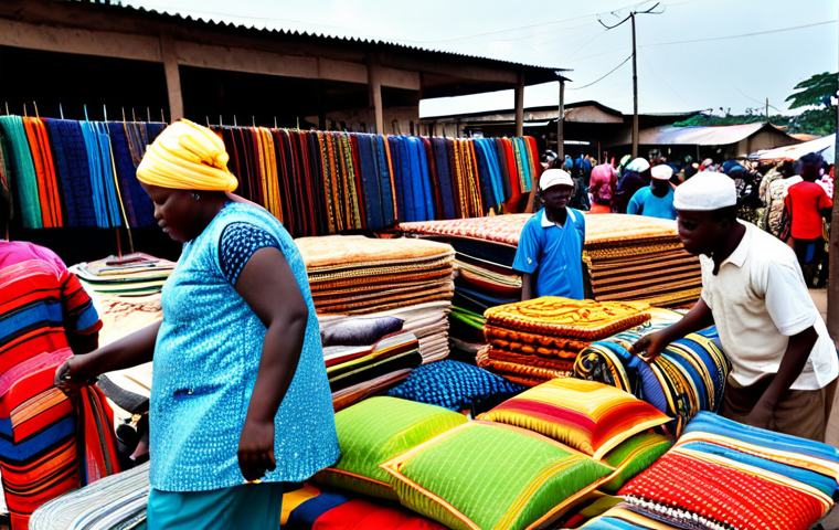 **
"A bustling marketplace scene in Douala, Cameroon. Bamileke merchants are actively selling various goods – fabrics, produce, electronics. Focus on the energy and vibrant colors of the market. Everyone is fully clothed in appropriate attire. Safe for work. The scene should convey a sense of prosperity and industry. Professional photography, perfect anatomy, natural proportions, appropriate content, family-friendly, high quality."
**