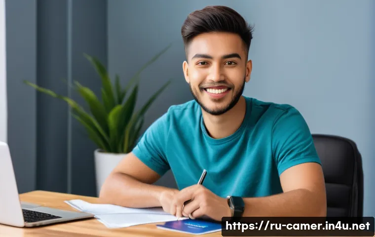 카메룬 비자 신청 방법 - **Prompt:** A young, diverse adult (male or female, dressed in a comfortable, modest t-shirt and jea...