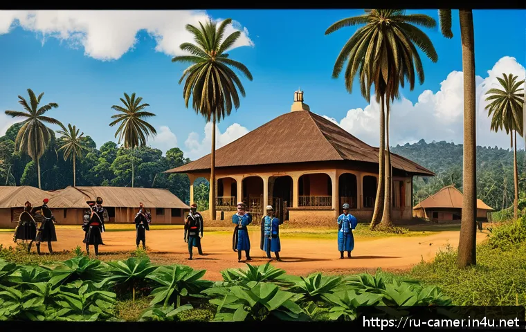 카메룬의 식민 지배와 독립 과정 - A historically accurate scene depicting late 19th century German colonial administrators in Cameroon...
