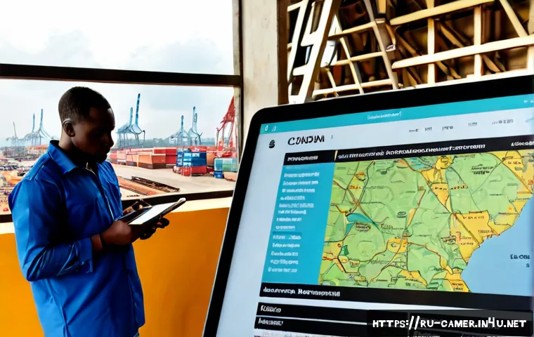 카메룬과 코트디부아르의 경제 성장률 - Photorealistic split-screen economic comparison of Cameroon and Côte d’Ivoire: modern container port...